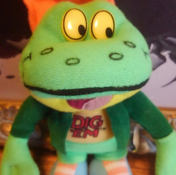 Vintage 🐸 Kellogg's DIG 'EM Frog 1998 Plush 90s 🔥Cereal Box Toy Stuffed Animal - Picture 2 of 6